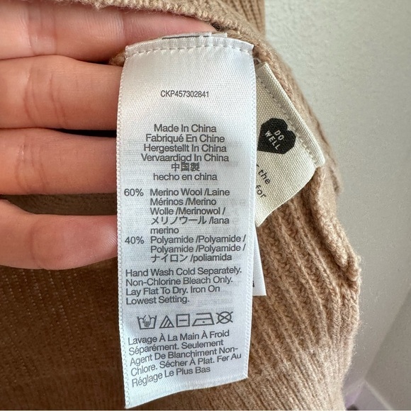 Madewell Glenbrook Half-Zip Pullover Wool Sweater in Camel Tan XS Casual Minimal - Picture 6 of 8